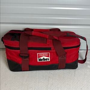 Vintage Marlboro Red and Black Cooler Duffel Bag with Iconic Branding
